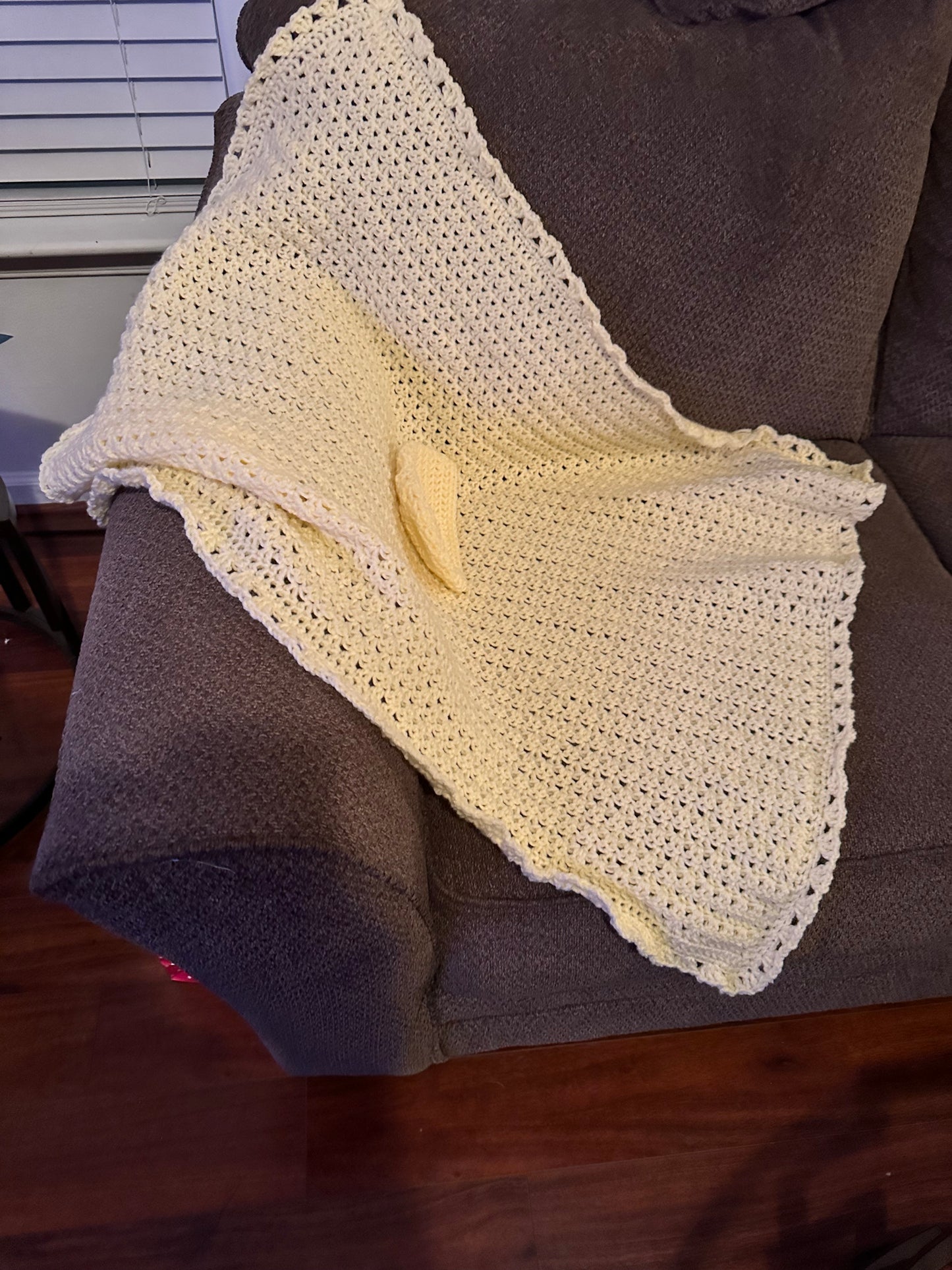 Handmade Crochet Baby Blanket with Crochet Hat