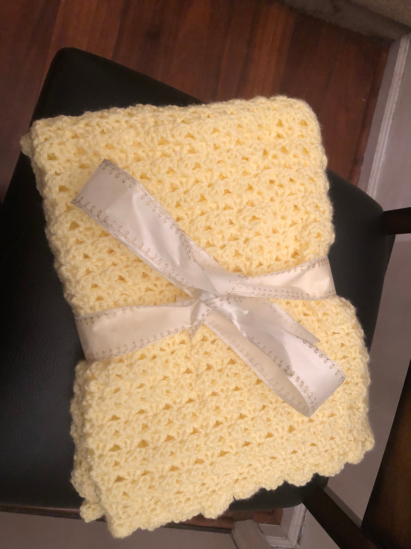 Handmade Crochet Baby Blanket with Crochet Hat